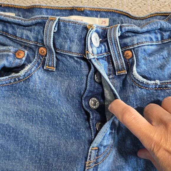 Levi's Premium Denim Wedgie High Rise Straight Fit Button Fly Jeans - Size 25 - Picture 8 of 15